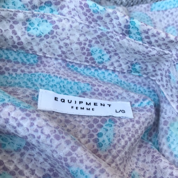 EQUIPMENTS 100% Silk Purple Blue Animal Snakeskin Blouse - Picture 8 of 10